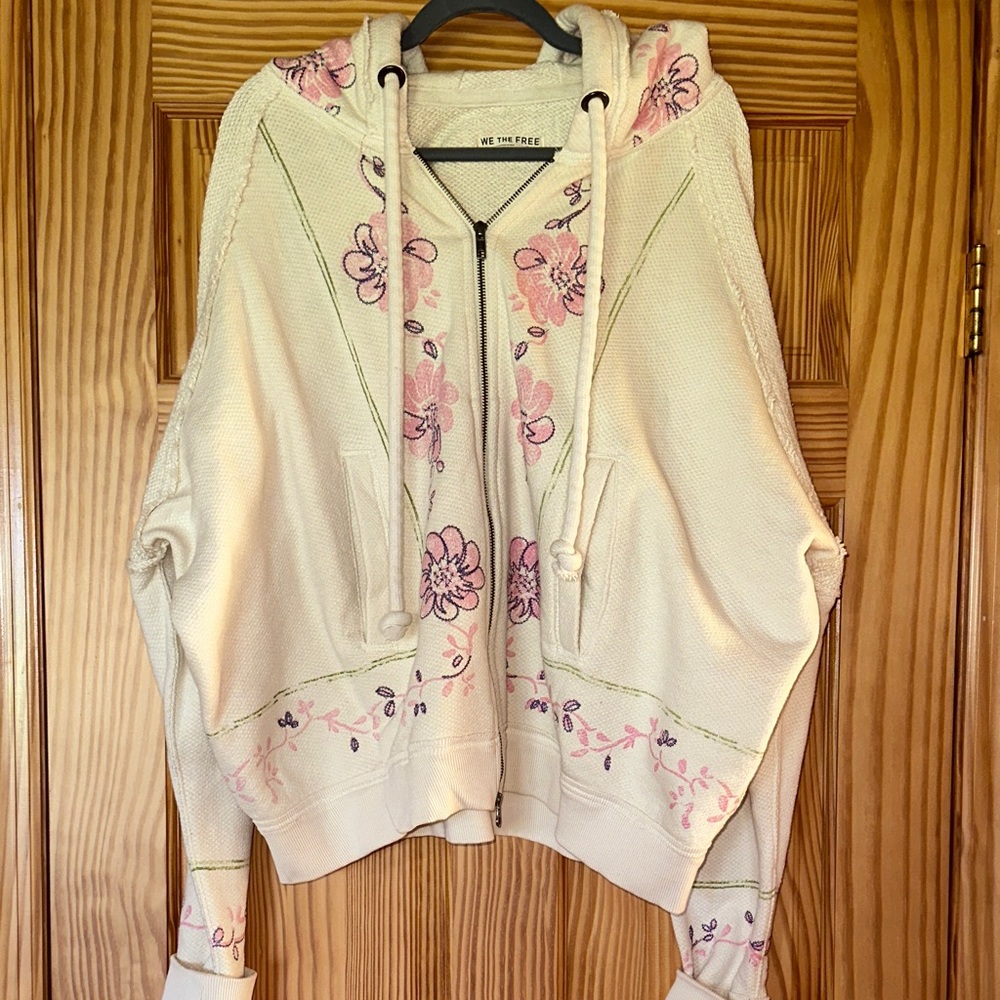 We The Free Up The Vine zip Hoodie Ivory Combo Size XL NWT - Picture 7 of 16
